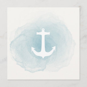 Invitation Ancre d'aquarelle bleue Nautique