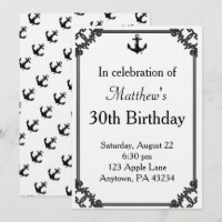 Ancre de bateau noir Anniversaire Personnalisé