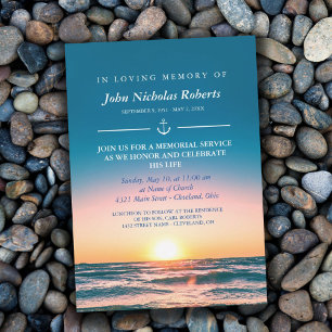 Invitation Ancre de coucher de soleil calme Mémorial nautique