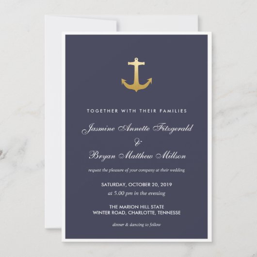 Invitation Ancre de Mariage d'or des faux marins (Devant)