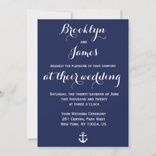 Invitation Ancre de mariage nautique bleu marine