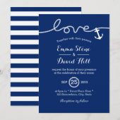 Invitation Ancre de noeud Nautique Mariage bleu marine (Devant / Derrière)