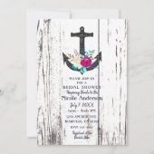 Invitation Ancre de plage rustique et Fête des mariées floral (Devant)