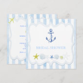 Invitation Ancre de voile bleu Fête des mariées nautique (Devant / Derrière)