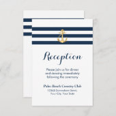 Invitation Ancre d'or Bande de la Marine Réception de mariage (Devant / Derrière)