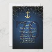 Invitation Ancre d'or bleu marine 70e anniversaire (Devant)