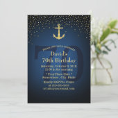 Invitation Ancre d'or bleu marine 70e anniversaire (Debout devant)