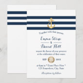 Invitation Ancre d'or Brise marine Mariage nautique (Devant / Derrière)