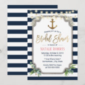 Invitation Ancre d'or rustique Fête des mariées nautique (Devant / Derrière)