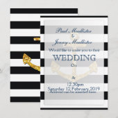 Invitation Ancre dorée vintage (Devant / Derrière)