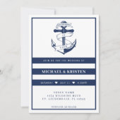Invitation Ancré en Amour Blanc & Bleu Mariage Ancre (Devant)