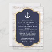 Invitation Ancré En Amour Rustique Ancre Nautique Mariage (Devant)