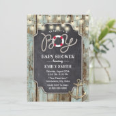 Invitation Ancre en or rustique Bois Baby shower de garçon na (Debout devant)