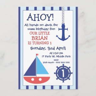 Invitation Ancre Et Bateau À Voile Nautique Anniversaire Invi