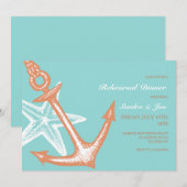 Invitation Ancre et Étoiles de mer (Devant / Derrière)
