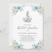 Invitation Ancre et fleurs bleues Nautical Bridal Luncheon (Devant)