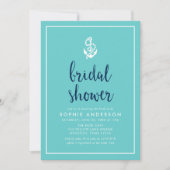 Invitation Ancre Fête des mariées de script bleu et turquoise (Devant)