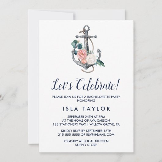 Invitation Ancre Florale | Célébrons l'été (Devant)