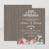 Invitation Ancre florale et répétition de mariage de Shiplap (Devant / Derrière)