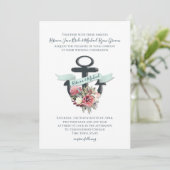 Invitation Ancre florale Mariage d'aquarelle marine (Debout devant)
