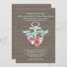 Ancre florale Mariage d'aquarelle marine rustique
