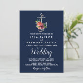 Invitation Ancre florale | Mariage d'automne de la Marine (Debout devant)