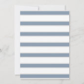 Invitation Ancre florale Mariage nautique Dusty Blue Stripe (Dos)