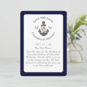 Invitation Ancre florale Marine Bleu Blanc Mariage nautique (Debout devant)