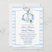 Invitation Ancre florale marine Mariage d'aquarelle (Devant)