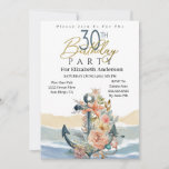 Invitation Ancre florale Nautique 30e anniversaire<br><div class="desc">Ancre Florale Océan Nautique Vague 30e Anniversaire Invitation Pour Femmes. Il Est Facile De Changer L'Exemple De Texte En Vous Propre En Cliquant Sur Personnaliser. Cliquez Sur Personnaliser Pour Modifier Le Type De Police, La Couleur De Police, La Taille De Police Ou Pour Ajouter/Supprimer/Modifier Le Texte Ou Les Éléments De...</div>