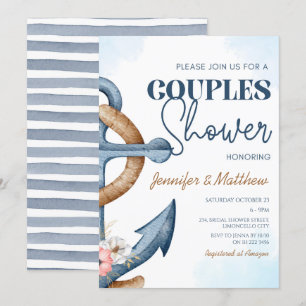 Invitation Ancre Florale Naútíque Cadeau de Mariage pour les 
