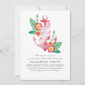 Invitation Ancre florale - obtention du diplôme nautique de (Devant)