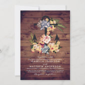 Invitation Ancre florale rustique | Soirée de mariage élégant (Devant)
