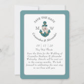Invitation Ancre florale Turquoise Aqua Blue Mariage nautique (Devant)