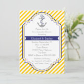 Invitation Ancre jaune mariage nautique couples douche (Debout devant)