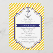 Invitation Ancre jaune mariage nautique couples douche (Devant / Derrière)