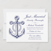 Invitation Ancre Mariage Marine Bleu Nautique Juste Marié (Devant)