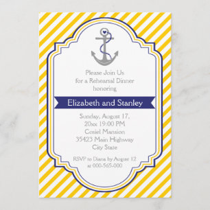 Invitation Ancre mariage nautique jaune