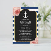 Invitation Ancre marine Baby shower floral Vintage (Debout devant)