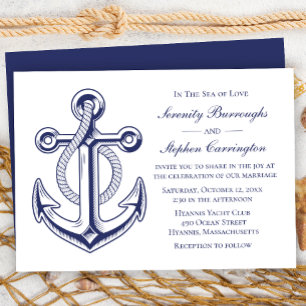 Invitation Ancre Marine Bleu Marine Mariage nautique