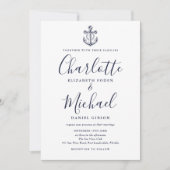 Invitation Ancre marine Bleu  nautique Mariage photo (Devant)