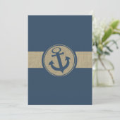 Invitation Ancre Marine Blue Stripes Beach Mariage (Debout devant)