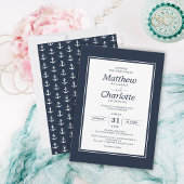 Invitation Ancre marine classique Mariage bleu marine