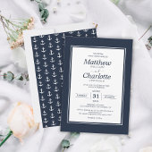 Invitation Ancre marine classique Mariage bleu marine