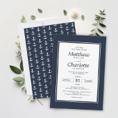 Invitation Ancre marine classique Mariage bleu marine