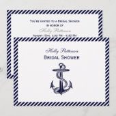 Invitation Ancre marine Diag Stripe 2H Fête des mariées (Devant / Derrière)
