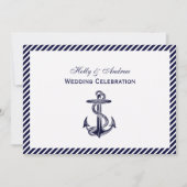 Invitation Ancre marine Diag Stripe 2H Mariage (Devant)