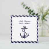 Invitation Ancre marine Diag Stripe 2SQ Sweet 16 (Debout devant)