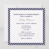 Invitation Ancre marine Diag Stripe 2SQ Sweet 16 (Dos)