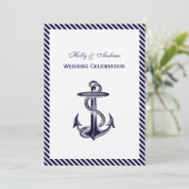 Invitation Ancre marine Diag Stripe 2V Mariage (Debout devant)